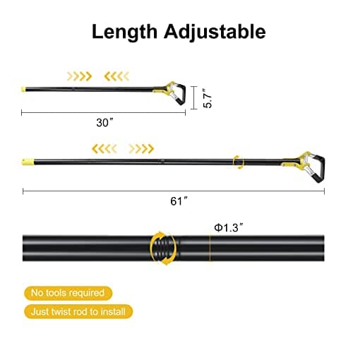 Stainless Steel 62Inch Garden Hoe, Weeding Loop Stirrup Hoe Tool for Garden, Scuffle Hula Hoe with Adjustable Handle - Black