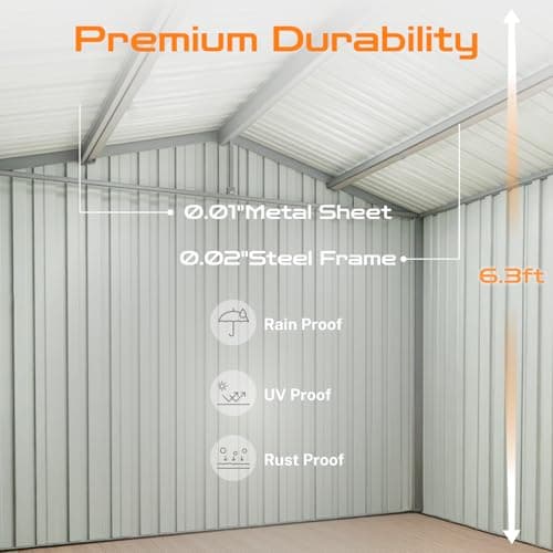6x4 Ft Storage Shed with Floor, Permanent Steel Building with Lockable Doors & Air Vent for Backyard Garden Patio Lawn - White+Black