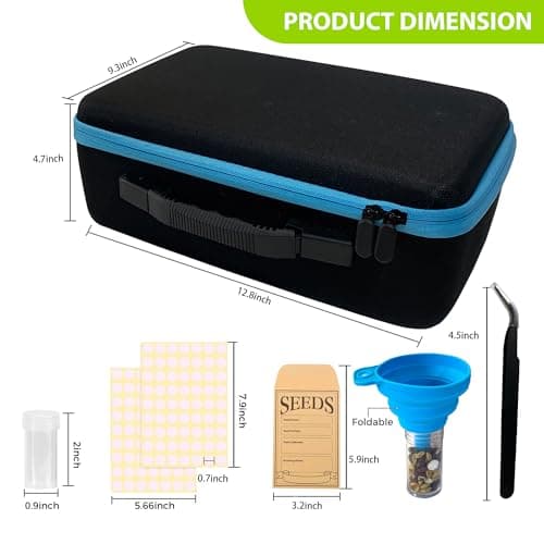 140 Slots Seed Storage Organizer Box with 20 Envelopes, Large Capacity Seed Storage Container with Zipper Bag, Label Stickers, Tweezers, Funnel, Garden Seeds Saver Kit for Vegetable, Flower