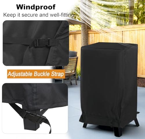 NettyPro Smoker Cover Heavy Duty Waterproof 30 Inch for Masterbuilt Cuisinart Dyna-Glo Charbroil Digital Electric Propane Vertical Smoker, Fade and UV Resistant, 19" W x 18" D x 33" H, Black