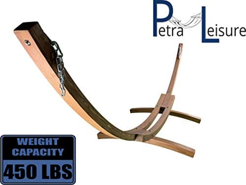 14 Ft. Wooden Arc Hammock Stand. 450 LB Capacity. Teak Stain Finish
