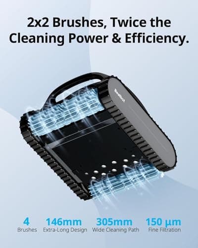 Beatbot AquaSense Cordless Robotic Pool Vacuum Cleaner - Intelligent Path Opimization, Cleans Floor, Walls, and Waterline - Suitable for Above & In-Ground Pools up to 2,260 sq.ft. - Silver