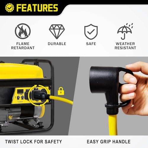 4 Prong Twist Lock to 3 Prong 30 Amp RV Generator Adapter Cord, NEMA L14-30P to TT-30R Adapter for Trailer Camper