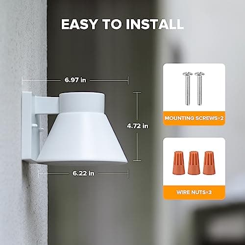UME 2 Pack LED Outdoor White Front Porch Lights, Waterproof Wall Lantern Light Fixture, Anti-Rust Farmhouse Barn Wall Sconce for Patio, Doorway, Garage