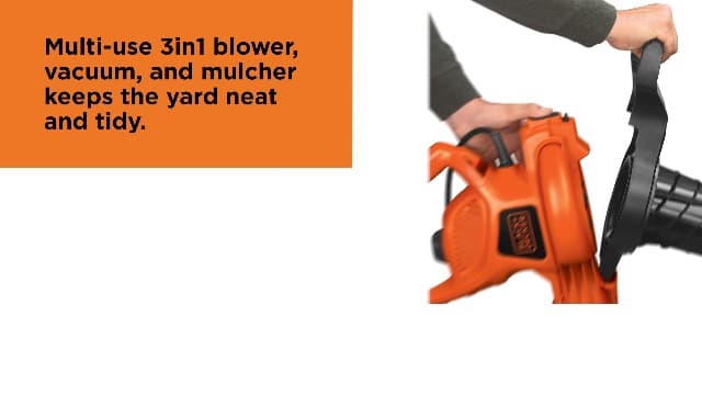 BLACK+DECKER Leaf Blower, Vacuum and Mulcher 3-in-1, 12 Amp, 250 MPH, 400 CFM (BV6000)