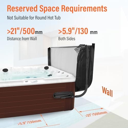 Cover Lifter, Hot Tub Cover Lifter, Pivot Top Mount Spa & Hot Tub Cover Lift Removal System Reinforced Brackets with 3 Hook Towel Rack,Fit for Most Spa Hot Tubs，Hot Tub Width Below 96"