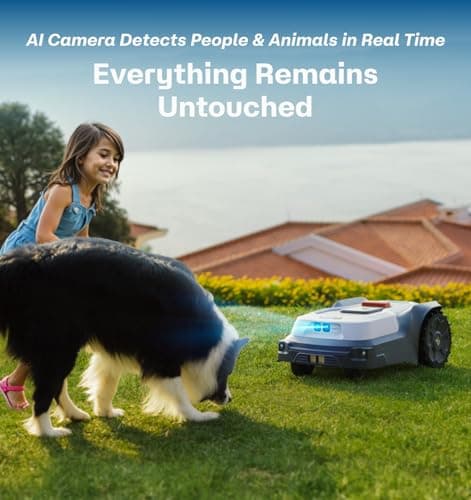 Robot Lawn Mower Boundary Wire-Free T1200Pro 2025 Version, Unlimited Mowing Zones, Customized Mowing Setting, RTK+ Real-time AI Vision Navigation and Obstacle Avoidance