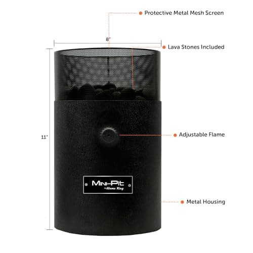 Flame King Mini Tabletop Fire Pit, Dual Fuel Propane and Butane, Smokeless Odorless Flame, Portable Great for Outdoor