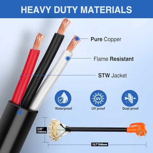 Nilight 30 Amp to 110V RV Adapter Cord 30 A to 15A RV Distribution Adapter Cord 3 Prong TT-30P Male to 3X 5-15R/5-20R Female ETL Listed for RV Camper Generator Household Outlet