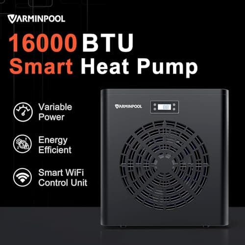 Above Ground Pool 16000 BTU Electric Pool Heater for Pools up to 5400 Gallons, Pool Heat Pump with Smart Inverter, WiFi Control Via App Swimming Pool Heater, Titanium Heat Exchanger, 110V