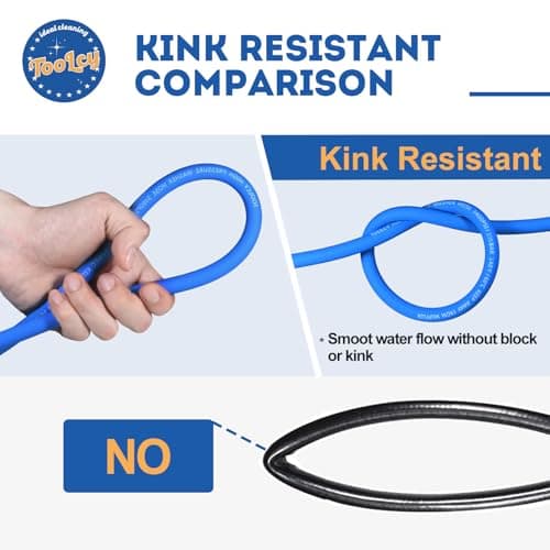 TOOLCY Wearproof Pressure Washer Hose 50ft, 3400 PSI Kink Resistant Power Washer Hose 1/4 in., Replacement Power Wash Hose with M22 and 3/8" Quick Connection Kit for Gas & Electric