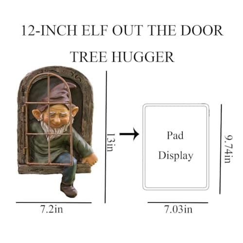 Gnome Statue Tree Face Outside Yard Art Outdoor Statue, 12 Inch Elf Out of The Window Tree Decor and Yard Decorations, Whimsical Gnomes Garden Sculptures & Statues, Fairy Tree Peeker Ornaments