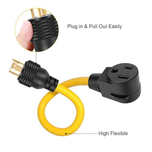 Welder Adapter Plug Cord, L14-30P Twist-Lock Male to 6-50R Female, 4 Prong to 3 Prong Generator to Welder Adapter Power Cord, 1.5FT