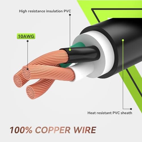 RVMATE 3 Prong 30 Amp Generator Extension Cord 10 Feet, NEMA L5-30P/L5-30R 125V SJTW Jacket