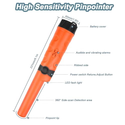 Kuman Pin pointer Water Resistant Metal Detectors with Holster Treasure Hunting Unearthing Tool Accessories Buzzer Vibration Automatic Tuning KW30