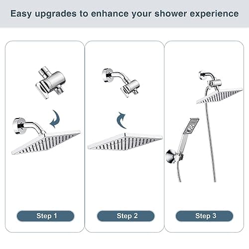 BRIGHT SHOWERS Shower Arm Diverter Valve for Hand held Showerhead and Fixed Spray Head, 3-Way Shower Head Diverter Valve, Chrome