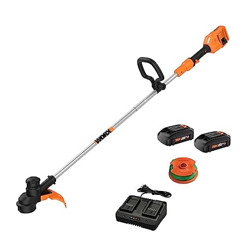 Worx WG183 40V 13" Cordless String Trimmer (Batteries & Charger Included), Black and Orange