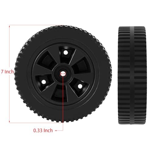 G437-0037-W1 Grill Wheels Replacement Parts for Charbroil Gas2coal 463344015 463436215 463347017 463343015 463376017 463432215 Kenmore 415.16123801 - Plastic Black 7 Inch BBQ Wheels 2PCS