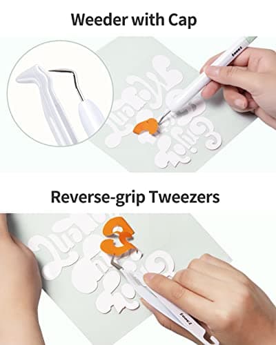 Sooez Weeding Tools for Vinyl, 6PCS Basic Tools Set for Cricut, Precision Craft Vinyl Tool Kit, Scoring Stylus/Weeder/, Scraper/Spatula/Tweezers/Scissors for Vinyl,Paper & Iron-on Projects,Mint Green