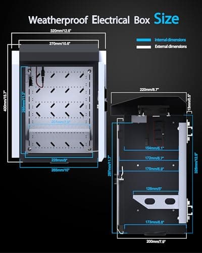 Outdoor Electrical Box with Thermostat and Fan, Precise Temperature Control 0.1°F, IP65 Water Resistant Rating, Galvanized Steel, Aluminum Rear Beam(15.7"x12.6"x9.6")
