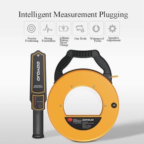 Pipeline Blockage Detector Locator, 30M Electromagnetic Induction Pipe Locator for Metal &PVC Pipes, 50 Cm Penetration Depth,&Accessories for Acc urate Detection, Includes Transmitter, Receiver