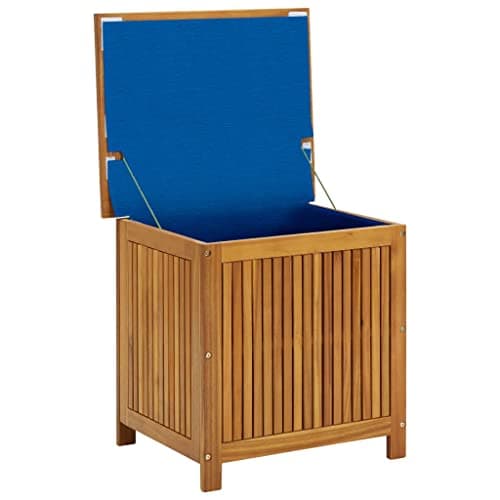 vidaXL Outdoor Storage Box, Deck Box with Lid, Storage Chest with Water-Resistant Bag Inside, 23.6''x19.7''x22.8'', Solid Acacia Wood