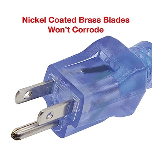 Clear Power 15 ft Extreme Cold Weather Outdoor Extension Cord, Lighted End, 16/3 SJTW, Works Down to -50°C, Power Indicator Light, 3-Prong Grounded Plug, Blue, DCOC-0072-DC