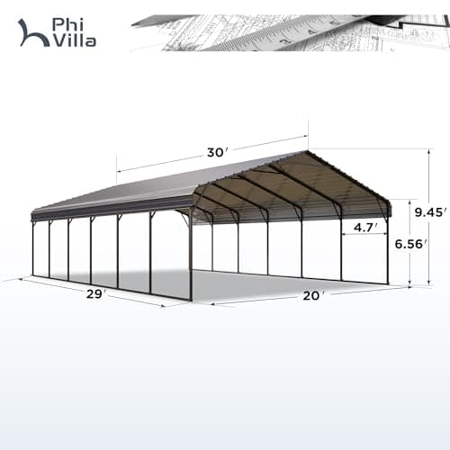 PHI VILLA 20 x 30-ft Carports, Durable Portable Garage Carport Canopy Car Tent