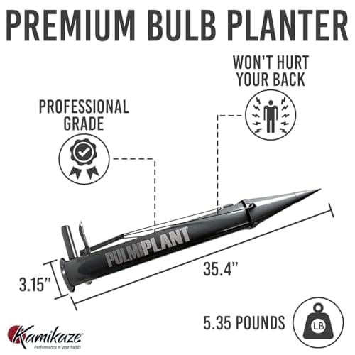 Bulb Planter Tool for Vegetables and Bulbs– Manual Seedling Transplanter with Sharp and Reinforced Tip – Durable and Stainless Steel Gardening Tool for Soft Loam Soil – Easy Garden Planting