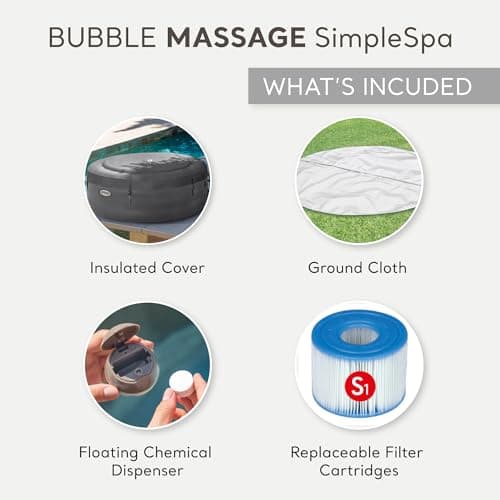 INTEX SimpleSpa Inflatable Hot Tub, 4 Person Jet Massage Spa with Built-in Pump