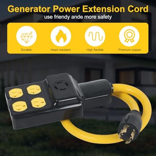 NEMA L14-30P to (4) 5-20R 5-15R & L14-30R Generator Adapter, 4 Prong L14-30 Twist Locking Generator Male Plug to 15 Amp 20 Amp 30 Amp Female Receptacle, Generator Adapter Extension Cord