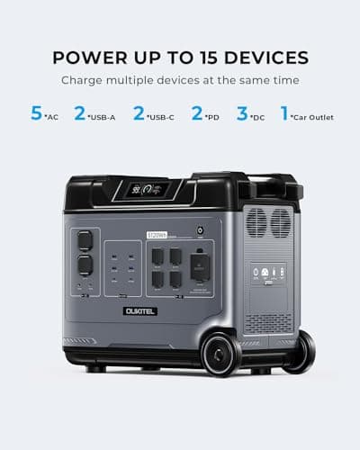 OUKITEL P5000 Power Station 5120Wh, 2200W LiFePO4 Solar Generator, 2.8H to Full Charge, Solar Powered Generator for Emergency, Power Outage, Home Use (Solar Panel Optional)