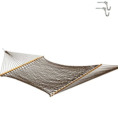 Original Pawleys Island 13DCAB Large Antique Brown DURACORD Rope Hammock with Extension Chains & Tree Hooks, Handcrafted in The USA, Accommodates 2 People, 450 LB Weight Capacity, 13 ft. x 55 in.