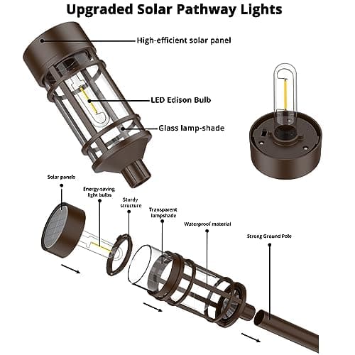 Solar Pathway Lights 8 Pack, Solar Lights Outdoor Waterproof IP65, Long-Lasting, Bright LED Outdoor Lighting Decor for Garden Yard Landscape Path