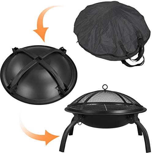 Yaheetech 21inch Fire Pit Portable Folding Steel Fire Bowl Garden Treasures Fire Pit for Outside Fireplace with Carrying Bag, Spark Screen, BBQ Grill & Log Grate for Patio Backyard Camping Bonfire