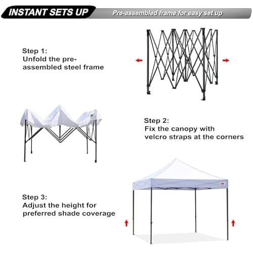 ABCCANOPY Patio Pop Up Canopy Tent 10x10 Commercial-Series (White)