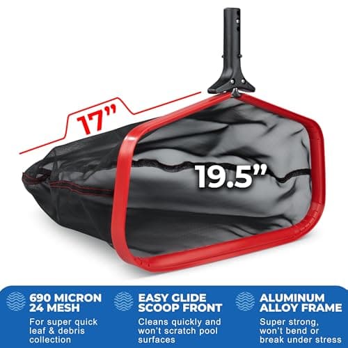 ProTuff 19" Fine Pool Net – Comes Cleans 3X Faster Than Vacuums – Wide Pool Skimmer with Deep Bag for Easy Maintenance – Skimmer Net for Leaves, Bugs & Other Debris