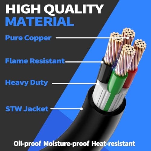 4 Prong 30 Amp 25 Foot Generator Extension Cord,NEMA L14-30P/L14-30R,125/250V Up to 7500W 10 Gauge SJTW Generator Cord Heavy Duty for Portable Generators,ETL Listed