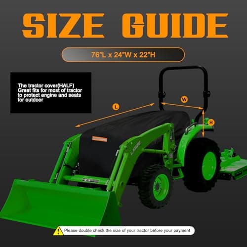 Compact Tractor Covers Waterproof Outdoor Heavy Duty,600 Polyester,Anti-UV Compact Utility Tractor Mower Cover Accessories,Compatible with John Deere, Kubota, Bobcat, Mahindra,Kioti,Tym,76"x24"x22"