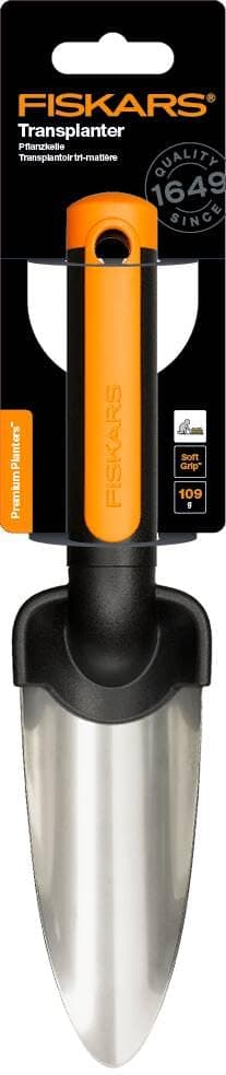 Fiskars Premium Planters Transplanter, Length 27 cm, Stainless Steel Trowel, Black/Orange, 1000727