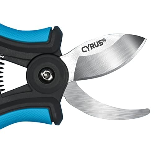 CYRUS 6” Gardening Scissors Hand Pruner Pruning Shear with Curved Stainless Steel Blades Plant Shears Garden Clippers Handheld