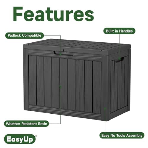 45 Gallon Outdoor Storage Box, Resin Waterproof UV-Resistant Deck Box, Reinforced Stability for Patio, Garden, and Poolside, Striped Black