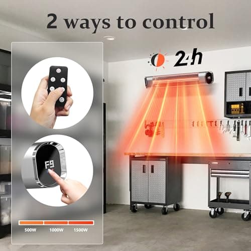 Outdoor Heater for Patio, 24H Timer, IP65 Waterproof, Infrared Electric Patio Heater,9 Levels Heating Touchscreen With Remote Electric heater,Restaurant Backyard,1500W