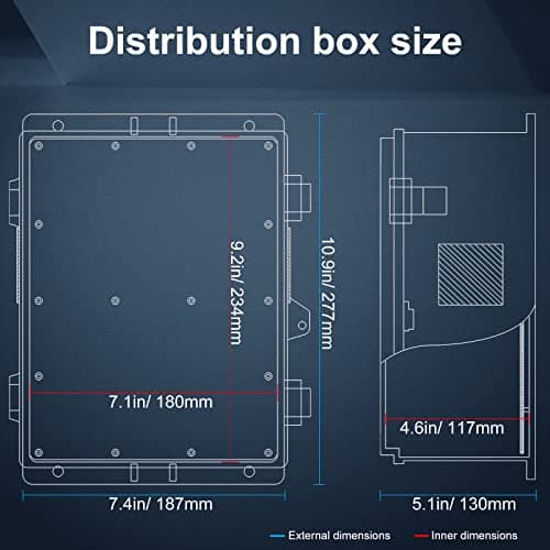 Outdoor Electrical Box with Thermostat and Fan, ABS Water Resistant Enclosure with Internal Mounting Panel & Hinged Cover, 18.1" H* 12.6" L* 6.3" W, Plug & Play.