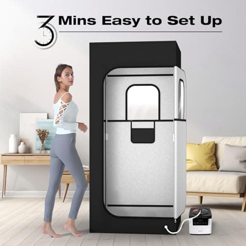 71in High Full Size Steam Sauna 600D Canvas, Sauna Box, Portable Steam Sauna, Personal Steam Sauna with Touchscreen 1000W & 2.6 L Steam Generator