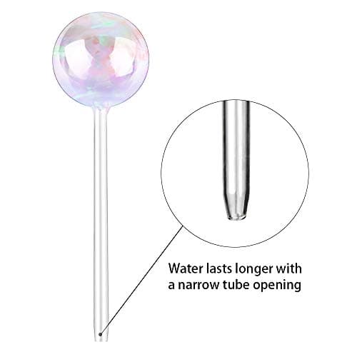 [2 PCS] Light Iridescent Rainbow Gradient Color Clear Glass Self-Watering System Spikes, Automatic Plant Waterer Bulbs