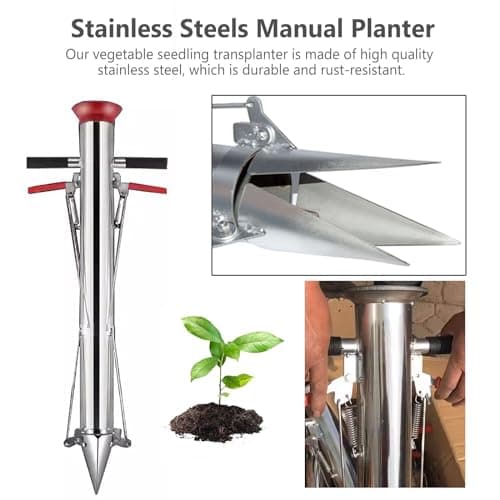 Hand Held Bulb Planter Tool - Durable & Rust-Resistant Semi-Automatic Design with Non-Slip Handle for Effective Planting of Potatoes, Pumpkins, and Peppers