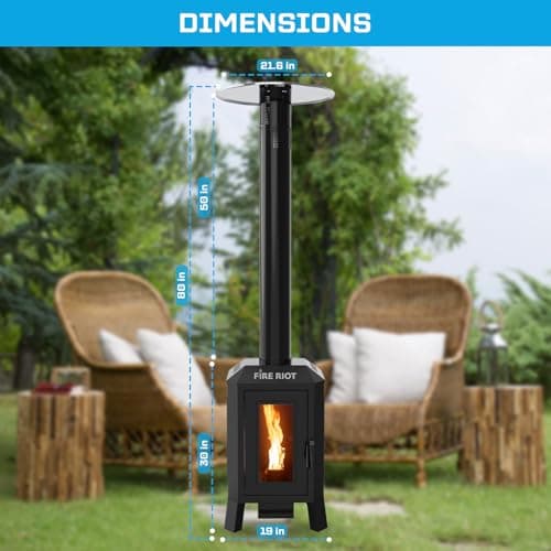 75,000 BTU Outdoor Patio Heaters, Wood Pellet Outdoor Patio Heater with Glass Window, Pellet Heaters for Outdoor Use, Home, Gardens & Commercial