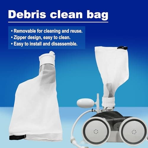 360002 Automatic Pool Cleaner Debris Bag with Zipper Compatible with Kreepy Krauly Legend and Legend II Automatic Pool Cleaner,Also Replacement for EU16 Bag. Aftermarket Part., White