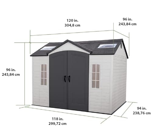 Lifetime 60005 Outdoor Storage Shed with Windows, Skylights and Shelving, 10 x 8 Feet